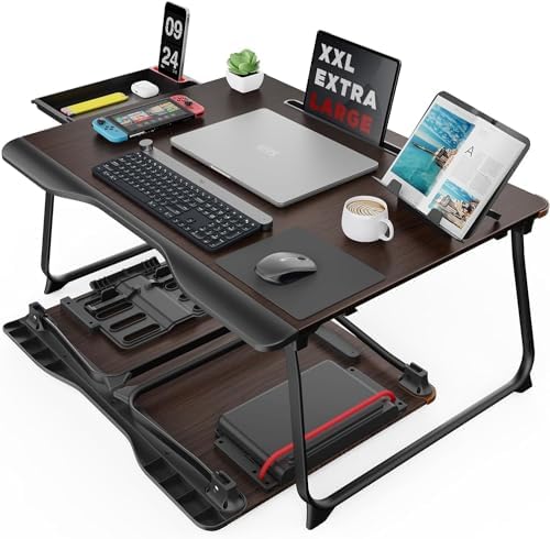 SAIJI Laptop Desk for Bed, XX-Large Foldable Bed Tray Table, 25.6" x 19.3" by SAIJI