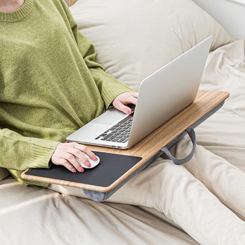 Lap Desk with Soft Cushion and Wrist Rest – Portable Laptop Desk for Bed, Couch & Home Office, Removable Mouse Pad & Anti-Slip Strip for 17 inch Laptop (Large, Wood Pattern) - Image 5