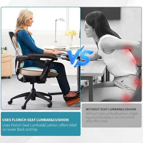 FLORICH Seat Cushion Lumbar Support Pillow for Office Chair, Car Lower Back Support, Ergonomic Desk Chair Pillow for Butt and Back Support of Memory Foam Seat Pad(Brown) - Image 6