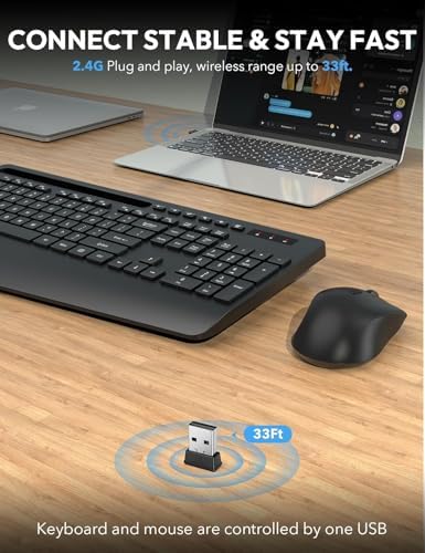 SABLUTE Wireless Keyboard and Mouse Combo, 2 Pack, Ergonomic Wrist Rest - Image 4