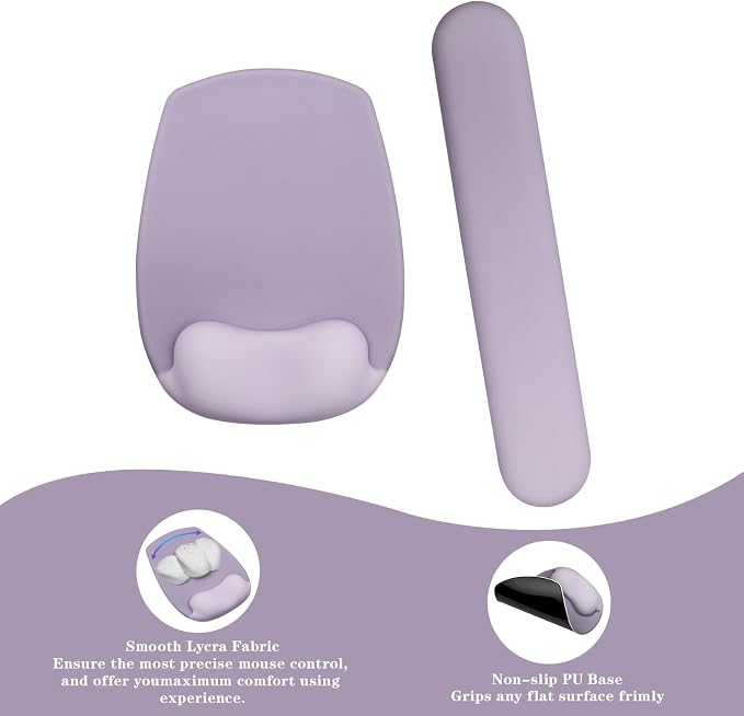 Wrist Rest for Keyboard and Mouse, Ergonomic Gel Computer Keyboard Wrist Rest with Memory Foam, Keyboard Wrist Support Pad for Long Hours of Work, Gaming, Studying-Relieve Wrist Pain (GD-Purple) - Image 4