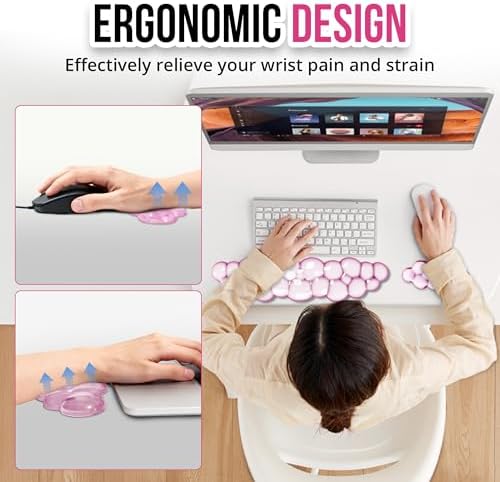Cloud Wrist Rest Gel Set — Ergonomic Cloud Wrist Rest Keyboard and Mouse, Non-Slip Desk Accessories for Office and Home（Pink） - Image 5