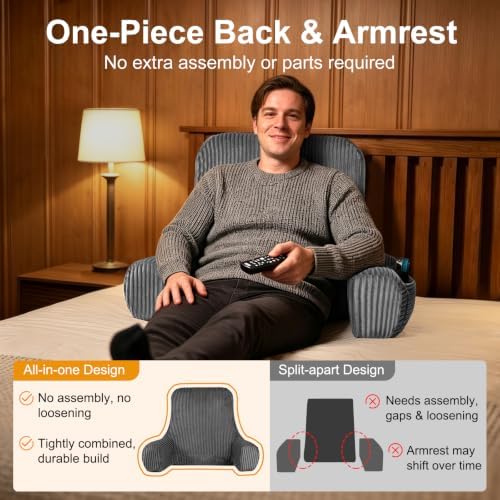 Reading Pillow for Bed Sitting Up, Back Support Pillow with Arms - Image 4