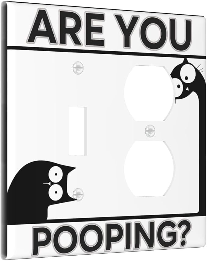 Decorative Outlet Covers Funny Bathroom Art with Are You Pooping 2 Gang Combination 1 Toggle/1 Duplex Light Switch Cover Gfci Wall Plate Electrical Receptacle Switchplate for Country Decor - Image 2
