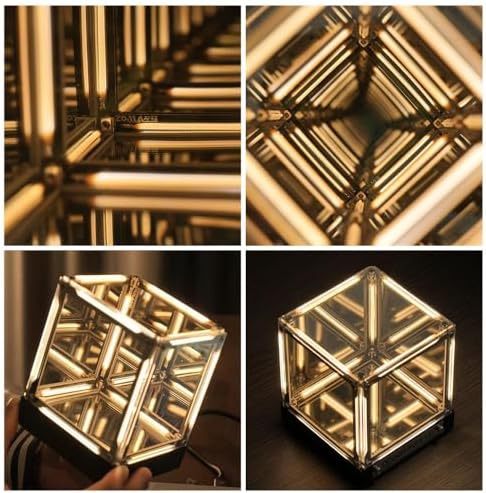 Infinity Cube Light, Infinity Mirror Cube 4D Acrylic LED Abyss Effect Touch Switch Dimmable Rechargeable Mood Night Light for Gaming Desk Office Bedroom Futuristic Decor (Warm) - Image 2