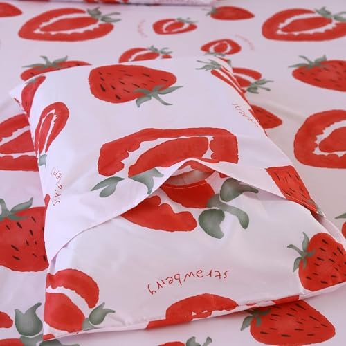 SDIII 4PCS Pink Strawberry Sheets Set Twin, Soft Microfiber Strawberry Sheets Twin Size, Cute Fruit Bedding Sheet Set for Girls Boys Kids and Teens - Image 4
