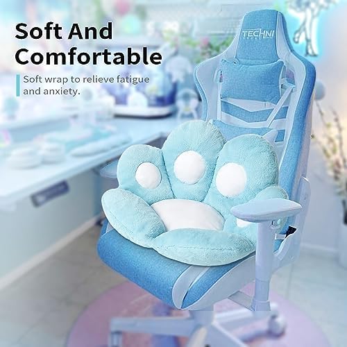 Ditucu Cat Paw Cushion Kawaii Chair Cushions 27.5 x 23.6 inch Cute Stuff Seat Pad Comfy Lazy Sofa Office Floor Pillow for Gaming Chairs Room Decor Blue - Image 2