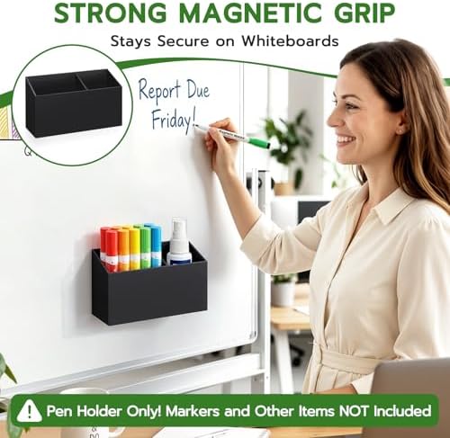 MR.MATE Magnetic Pen Holder,Black Magnetic Marker Cup for Fridge Whiteboard - Image 2