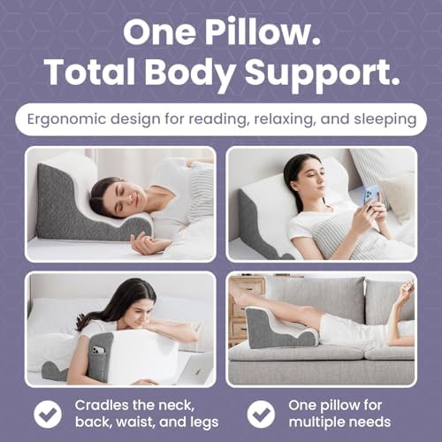 ZerOra Reading Pillow for Sitting Up in Bed Rest, Lumbar Neck Support Pillow with Back Support, Home Bedroom Sofa Dorm Essentials for Sleeping Reading Gaming Foot Rest Floor Chair Cushion-White - Image 6