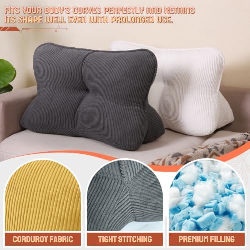 Lumbar Support Pillow Back Pain – Corduroy Reading Pillow Bed Sofa Chair - Image 5