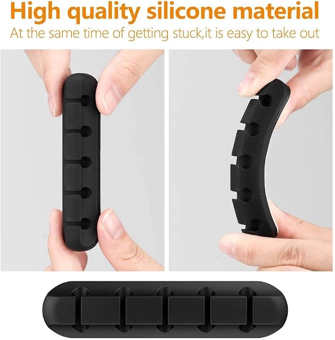 TviewSmart Cord Organizer for Desk, 5 Pack Cord Holders, Cable Clips, Black - Image 6