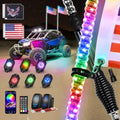 Nilight RGB LED Whip Light 2PCS 4FT with 4 Rock Lights Combo by Nilight
