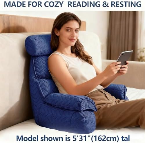FXXUDVNIIN Back Pillow for Bed Sitting up – with 9.4" Armrest - Image 3