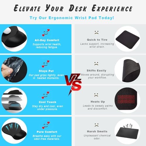 ErgoComfort Gel Wrist Rest Mouse Pad-Ergonomic Office Mousepad with Wrist Support-Non-Slip, Design Desk Accessories Mat for Home&Game Decor (06Rose Quartz) - Image 6