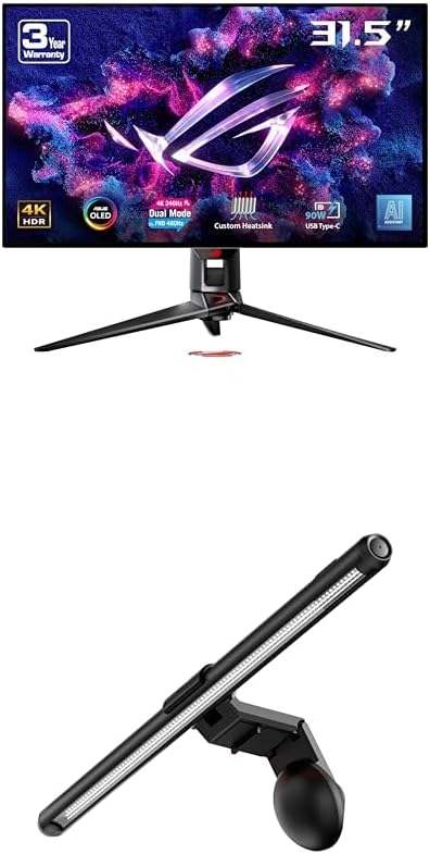 ASUS ROG Swift 32” 4K OLED Gaming Monitor (PG32UCDP) ROG Aura Monitor Light Bar (ALB01) by Unknown