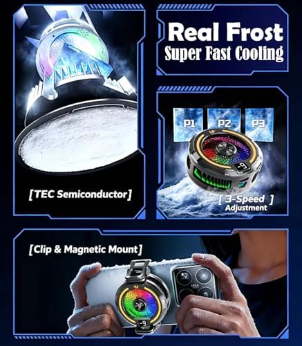 Magnetic & Clip-on Semiconductor Phone Cooler w/RGB & Finger Sleeves - Image 2