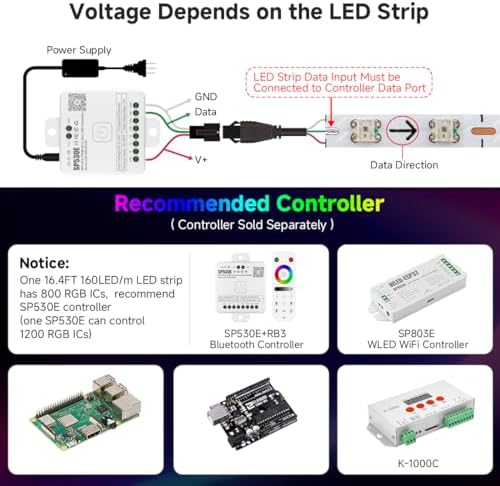BTF-LIGHTING WS2812B LED Strip IC RGB 2.7mm 0807SMD DC5V 9.8FT 160LED/m - Image 5