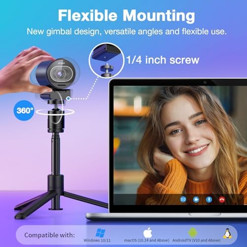 EMEET S600 4K Webcam with Tripod for Streaming, Sony 1/2.55'' Sensor - Image 2