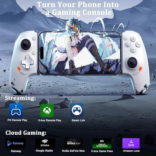 Phone Controller for iPhone 17/iPhone 16/iPhone 15/Android USB C Mobile Gaming Controller with 3.5mm Audio Jack, Remote Player Gamepad for PS5/PS4/Xbox/PC, Cloud Game, Plug and Play, Hall Joysticks/Hall Trigger, 2 Mappable Buttons, White - Image 2