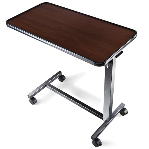 Medical king Adjustable Overbed Bedside Table with Wheels Bed Desk Over Bed with Wheels Hospital Table for Hospital and Home Use by MedicalKing