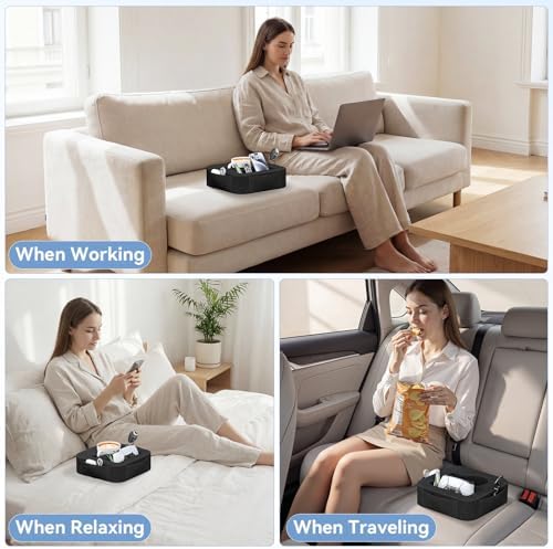 Couch Cup Holder Pillow, Couch Caddy for Drink, Snack, Phone, Remote, Game Controller, Removable and Washable Cup Cozy Pillow, Small Sofa Cup Holder Tray for Bed, Car, Desk, Sofa, Black - Image 5