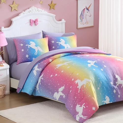 Full Size Comforter Sets for Girls - 7 Pieces Unicorn Full Bedding Set - Image 2