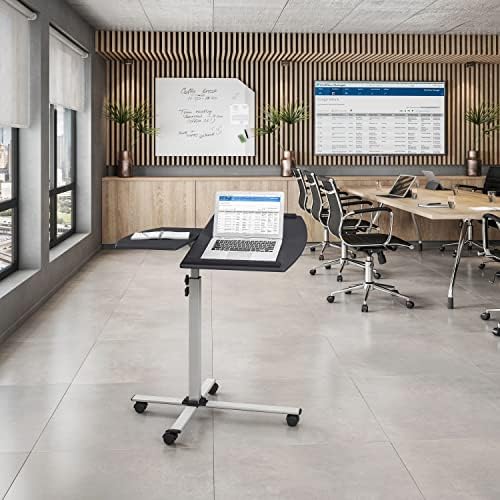 Techni Mobili Adjustable Height Rolling Laptop Cart w/ Tilting Top Graphite - Image 2