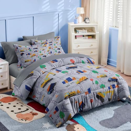 Nesker Queen Comforter Set for Boys, 7 Pieces Truck Bedding for Kids - Image 4