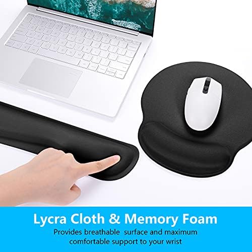 Dapesuom Keyboard Wrist Rest and Mouse Pad with Wrist Support, Memory Foam Cushion for Keyboard and Mouse Set, Ergonomic Desktop Pad Rests with Non Slip Base for Easy Typing & Pain Relief, Jet Black - Image 4