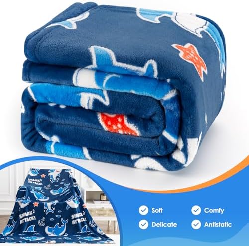 Jekeno Shark Toys Gifts for Boys Girls Glow in the Dark Blanket 50"x 60" - Image 5