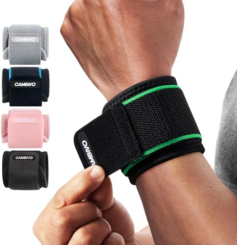 CAMBIVO 2 Pack Wrist Brace for Carpal Tunnel with wraps, Black-Green | Wrist Support, Adjustable Wrist Wraps for Weightlifting, Tendonitis, Pain Relief, Sleeping, Night, Gym, Neoprene, Both Hands by CAMBIVO