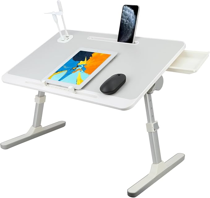 Laptop Bed Tray Table, Height Angle Adjustable Laptop Bed Stand, Portable Laps Desk with Foldable Legs Foldable Laps Tablet Table for Sofa Couch Grey by Haibinsuo