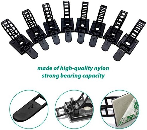 25 Pieces Desk Wire Organizer Cable Ties Zip Ties Adhesive Cord Clips Cable Management Cord Keeper Desk Wire Management - Image 2
