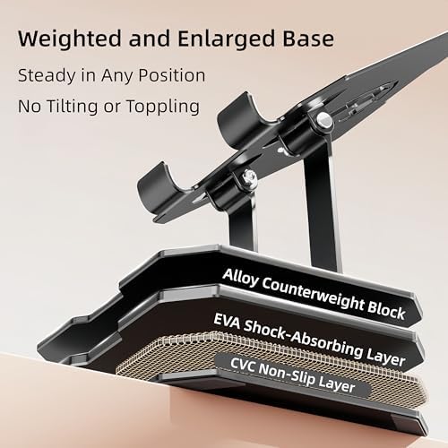 360° Rotatable Metal Tablet Stand(Backboard Soccer Cutout Design), Adjustable Folding Desktop Stand for iPad/iPhone/Switch, Universal Use for Office/Movie/Studying/Drawing/Gaming, Black - Image 4