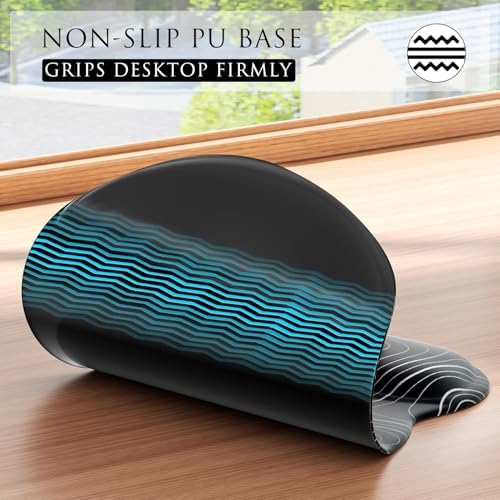MROCO Ergonomic Mouse Pad Gel Wrist Rest, 9.4 x 8.1 in, Black Topographic - Image 6