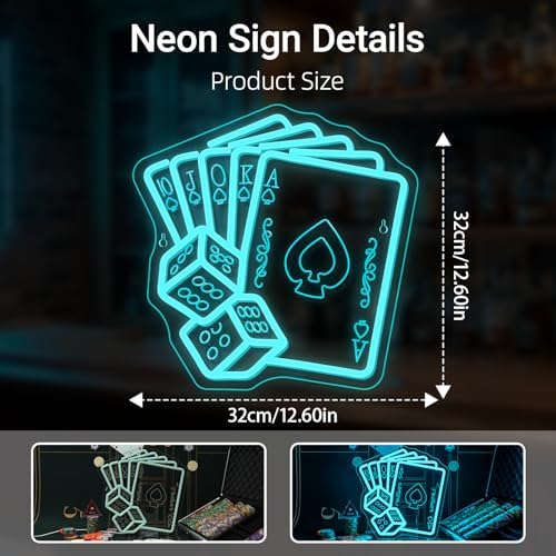Blue Poker Neon Sign Dice Neon Sign Bar Casino Party Decoration - Image 5
