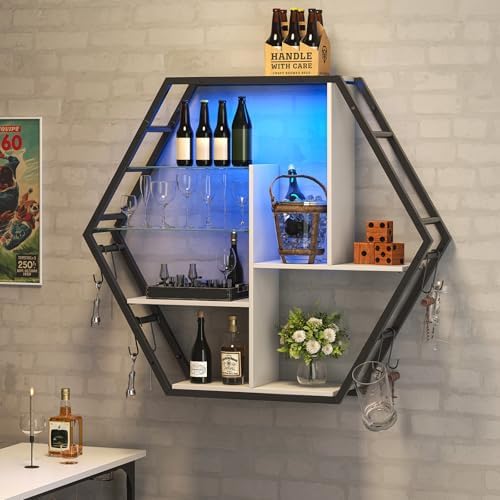 Saudism Large Gaming Room Storage Shelf, Hexagon Wall Mounted Display Shelf - Image 6
