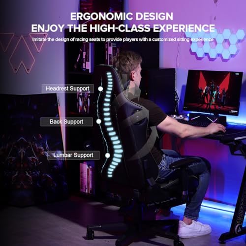 GTPLAYER Gaming Chair with Footrest Speakers Video Game Chair Bluetooth Music Heavy Duty Ergonomic Computer Office Desk Chair - Image 7
