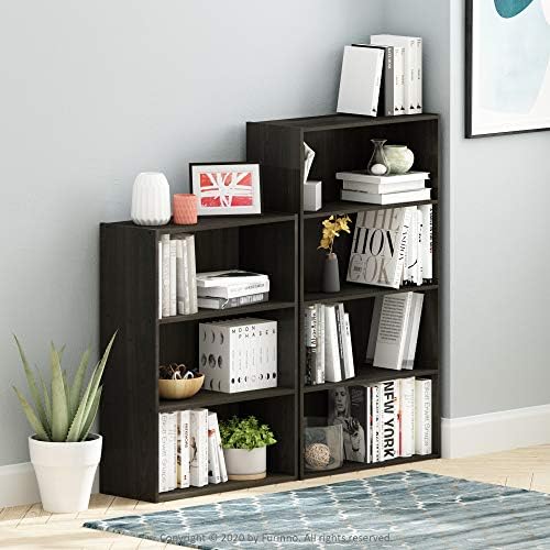 Furinno PASIR Book Shelf, 4-Tier Bookshelf, Bookcase with Open Shelf, 9.4 x 23.6 x 41.7, for Living Room, Bedroom, Home Office, Espresso - Image 2