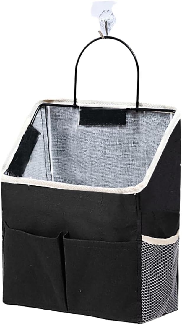 Wall Hanging Storage Bag,Wall Hanging Organizer Bags with Pockets, Wall Organizer Storage for Dormitory Bathroom Bedroom Kitchen(Black 1) by Someteth