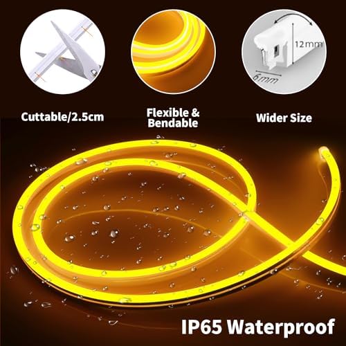 iNextStation 16.4FT 12V LED Strip Lights Yellow Neon Rope Lights (No Plug) - Image 2