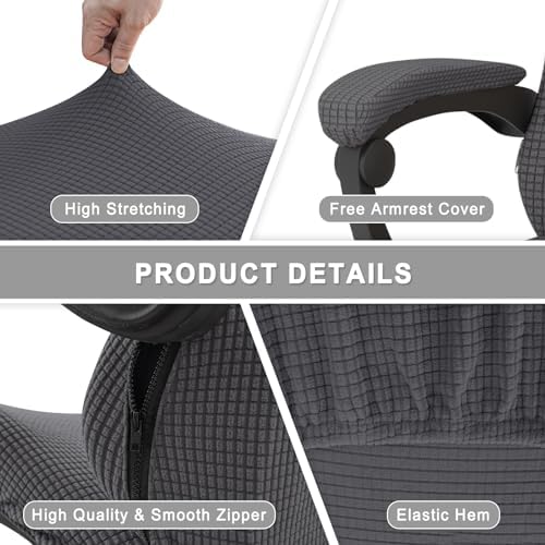 Gaming Chair Cover Game Chair Cover for Reclining Rotating Chair, Dark Gray | Waterproof, Cat Scratch Proof, Stretch with Amrest, Breathable, Anti-Scratch, Pet-Resistant,For Tall High Back Chairs - Image 6