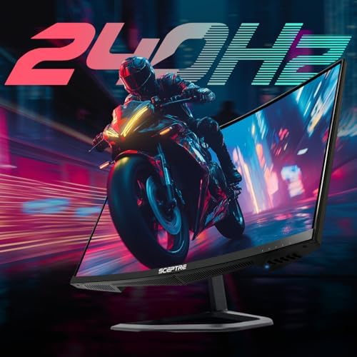 Sceptre Curved 24.5-inch Prime Gaming Monitor up to 240Hz 1080p R1500 1ms DisplayPort x2 HDMI x2 Blue Light Shift Build-in Speakers, Machine Black 2025 (C255B-FWT240 Series) - Image 5