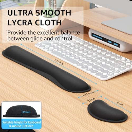 KTRIO Keyboard Wrist Rest & Small Mouse Wrist Rest, Black | Memory Foam Wrist Support, Ergonomic Design, Non-Slip Base, Office and Home Use - Image 5