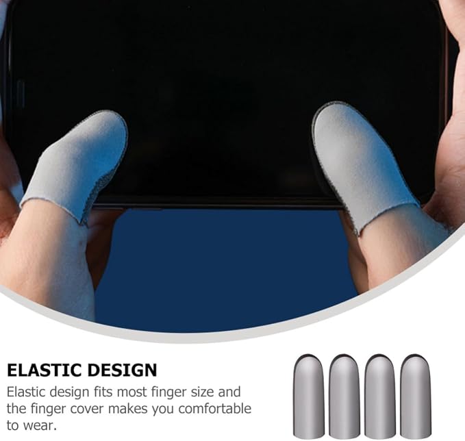 jojofuny 2 Pairs Breathable Silver Fiber Gaming Finger Sleeve with Anti-Sweat and Portable Features, Finger Covers for Gaming, for Playing Games, Set - Image 3