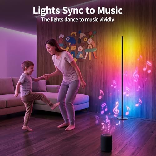 Smart RGBICW LED Corner Floor Lamp with App & Remote Control, 16 Million DIY Colors, Music Sync, Modern Color-Changing Ambient Lighting Standing Lamps for Living Room, Bedroom, Gaming Rooms - Image 5