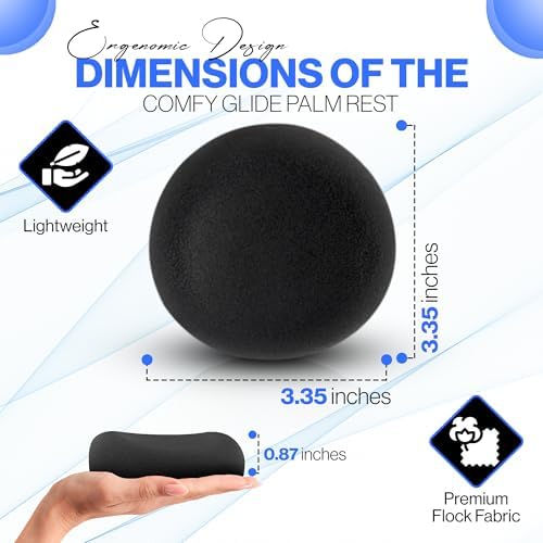 Comfy Glide Palm/Wrist Rest - Smooth Gliding Left and Right-Hand Ergonomic Memory Foam Wrist Support for Mouse or Keyboard - Anti-Fatigue - Stress and Pain Relief for Carpal Tunnel - Jet Black - Image 6