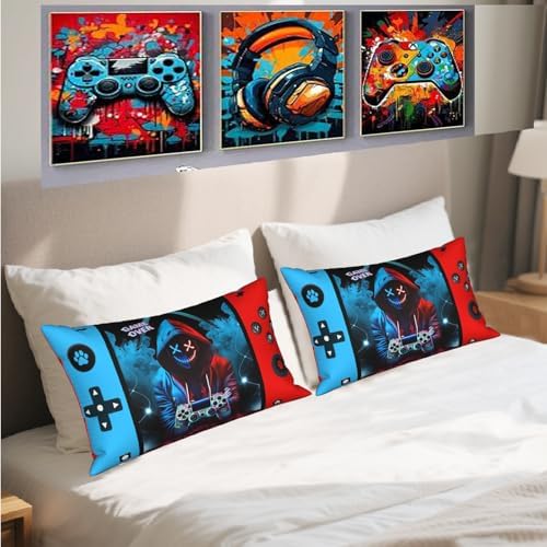 Gamer Gifts for Teen Boys, Gaming Boy Room Decor, Gaming Accessories for Teen Boy, Gamer Pillow Case Flannel Material，20x12 inches -2-Pack ((No Inserts) - Image 2