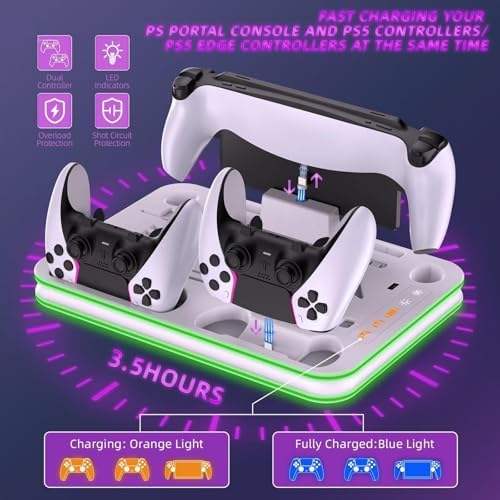 PS5 Cooling Stand & Charging Station for Portal, Dual Controllers with RGB - Image 3