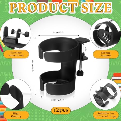 8 Pcs Water Bottle Holder for Classroom Anti-Spill Adjustable Clamp Desk Chair Cupholder Back to School Gift for Students Water Bottle Storage Desk Organizer for Students Teachers Classroom Office - Image 2
